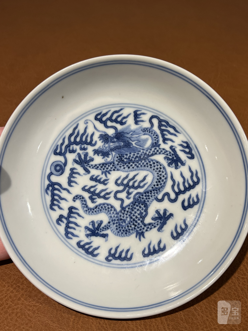 清道光 青花云龙纹盘 - 图3
